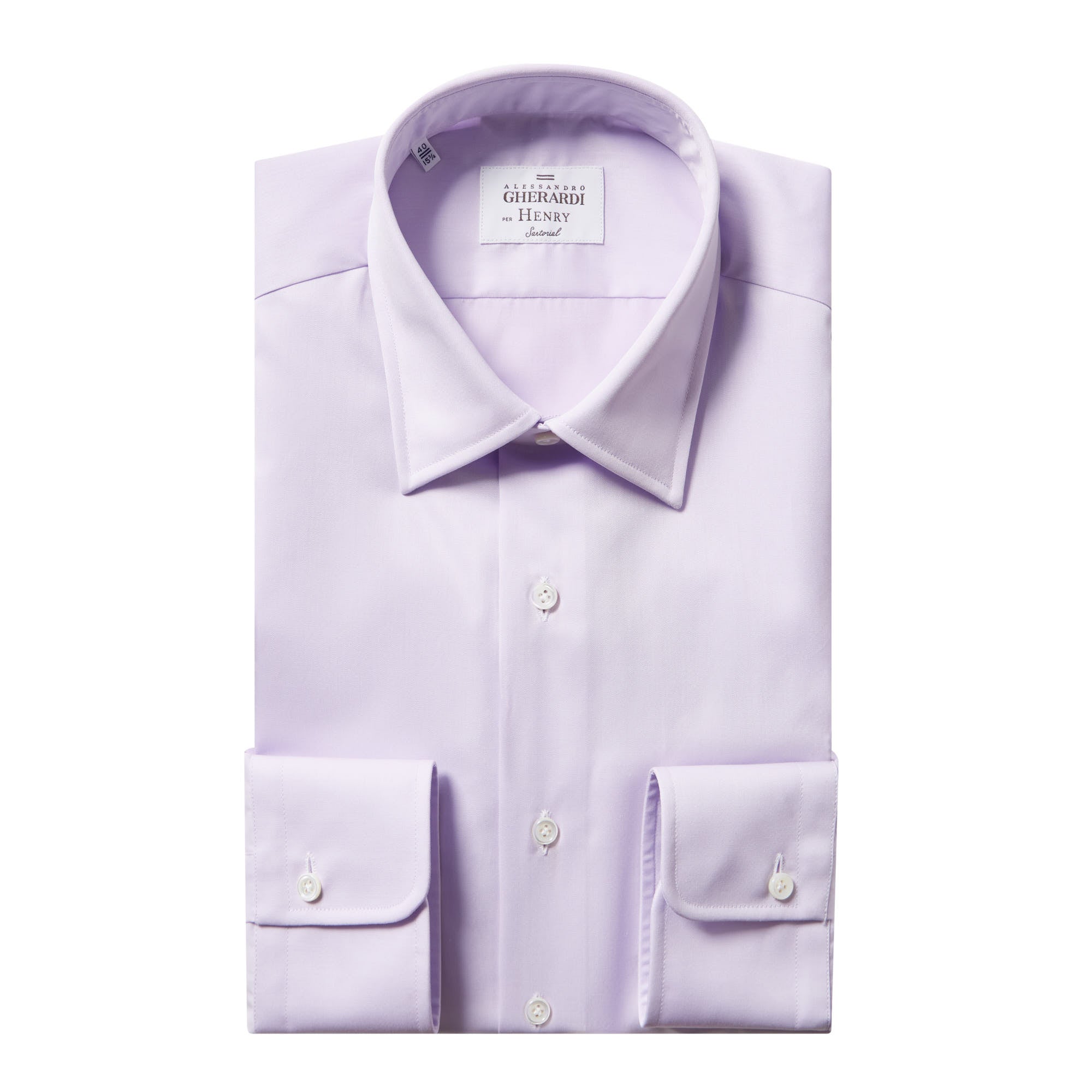 HENRY SARTORIAL X GHERARDI Classic Fit Twill Shirt Single Cuff LIGHT PINK - Henry BucksShirts61AW240003 - LTPINK - SC - CLAS - 39