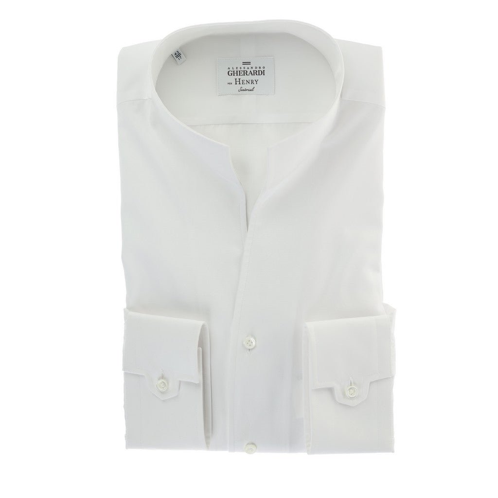 HENRY SARTORIAL X GHERARDI Cotton Long Sleeve Shirt WHITE - Henry Bucks