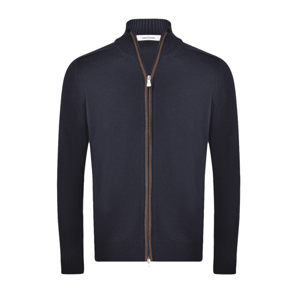 HENRY SARTORIAL X GRAN SASSO Alcantara Zip Jacket NAVY (*Preorder) - Henry Bucks