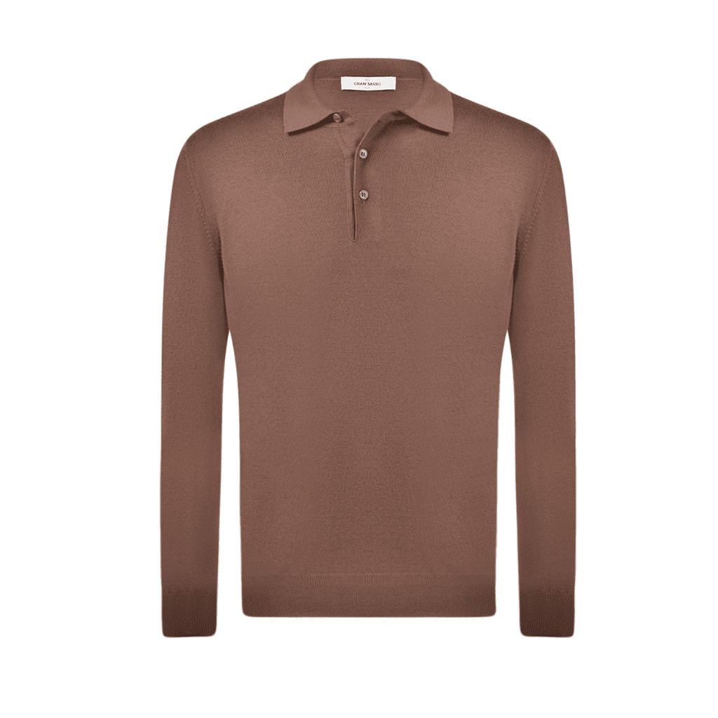 HENRY SARTORIAL X GRAN SASSO Wool Buttoned Knit Polo BROWN (*Preorder) - Henry Bucks