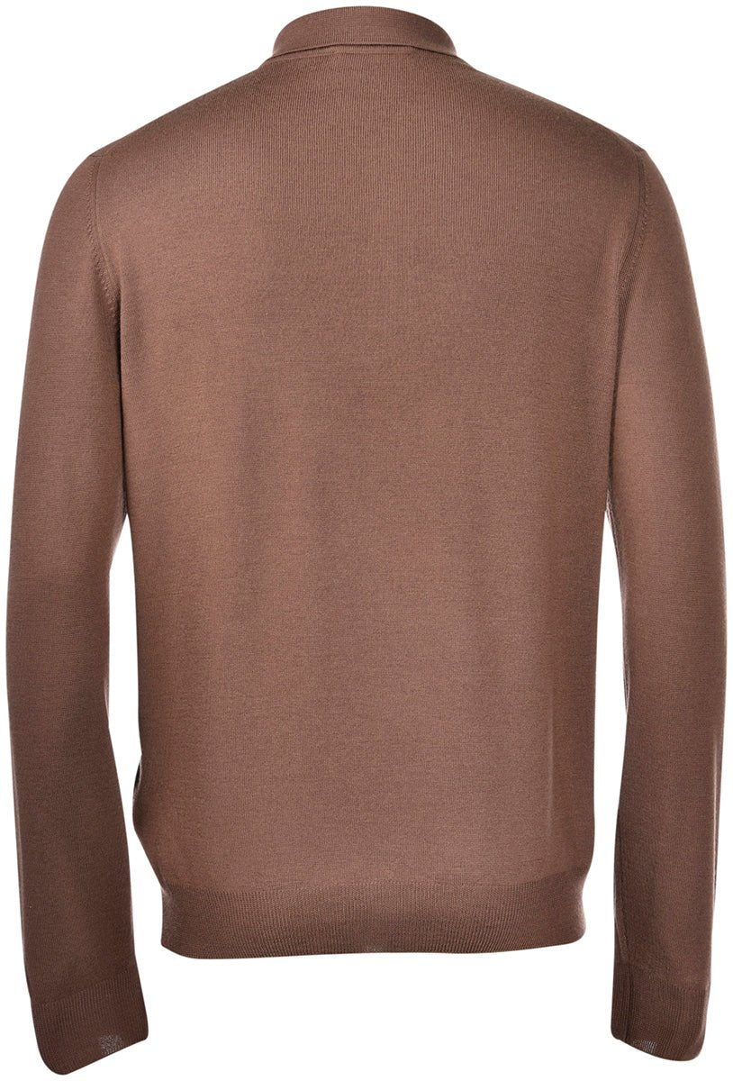 HENRY SARTORIAL X GRAN SASSO Wool Buttoned Knit Polo BROWN (*Preorder) - Henry Bucks