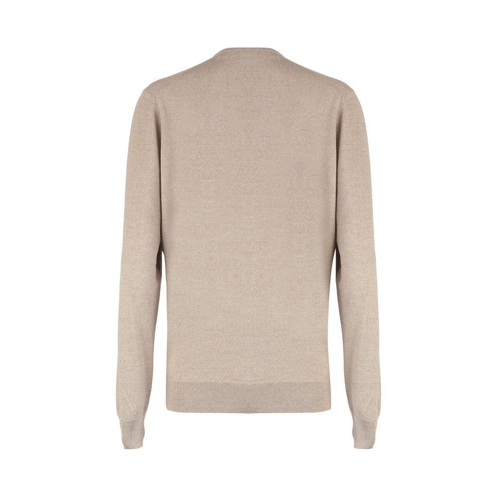HENRY SARTORIAL X GRAN SASSO Wool V Neck Knit BEIGE - Henry Bucks