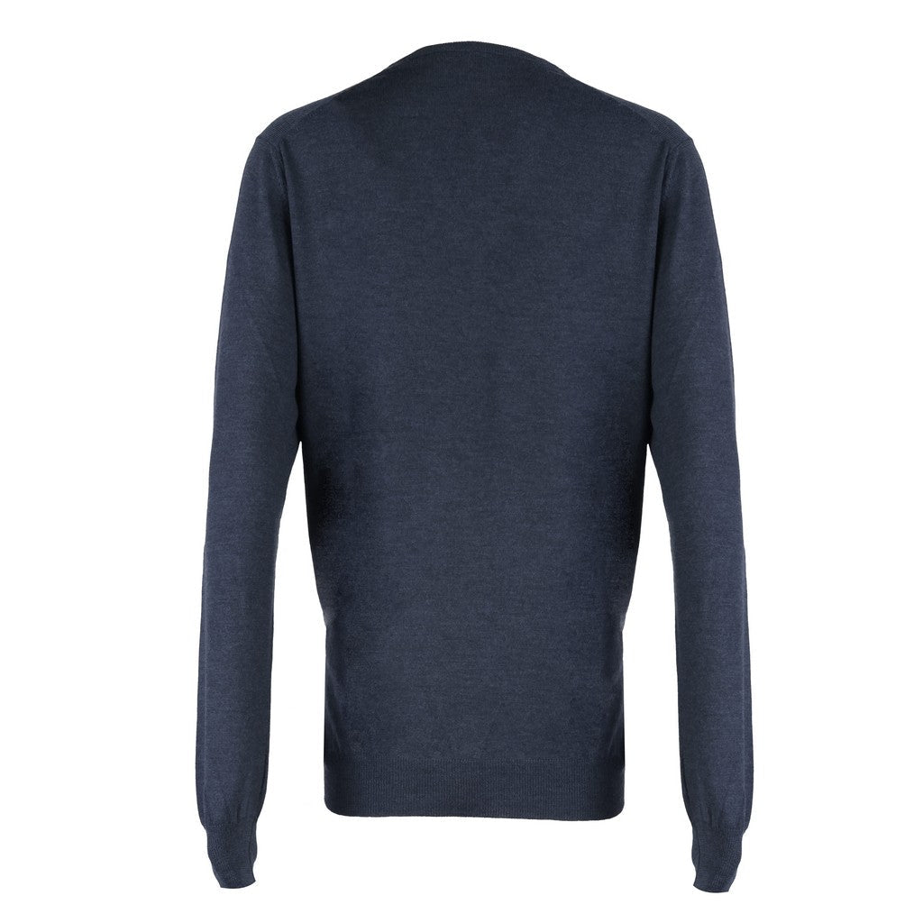 HENRY SARTORIAL X GRAN SASSO Wool V Neck Knit BLUE - Henry Bucks