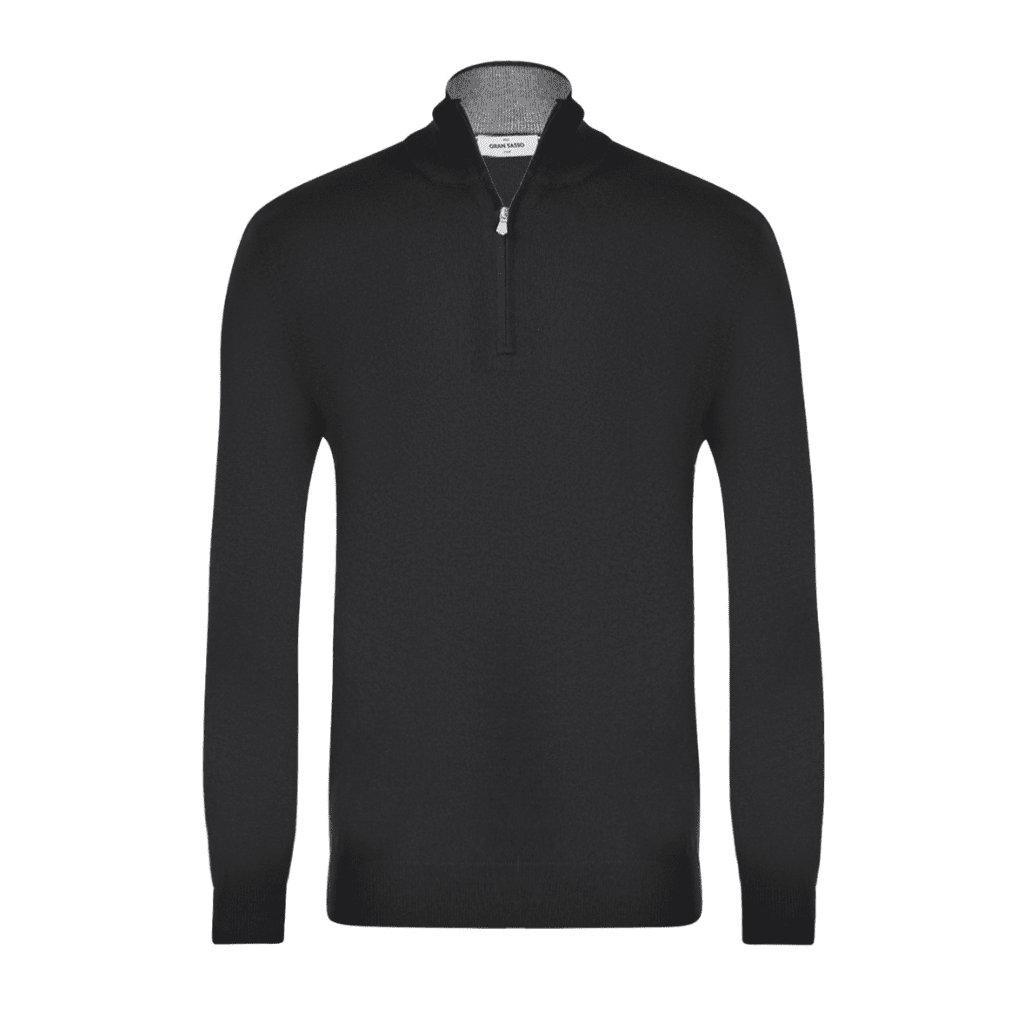 HENRY SARTORIAL X GRAN SASSO Wool Zip Knit BLACK (*Preorder) - Henry Bucks