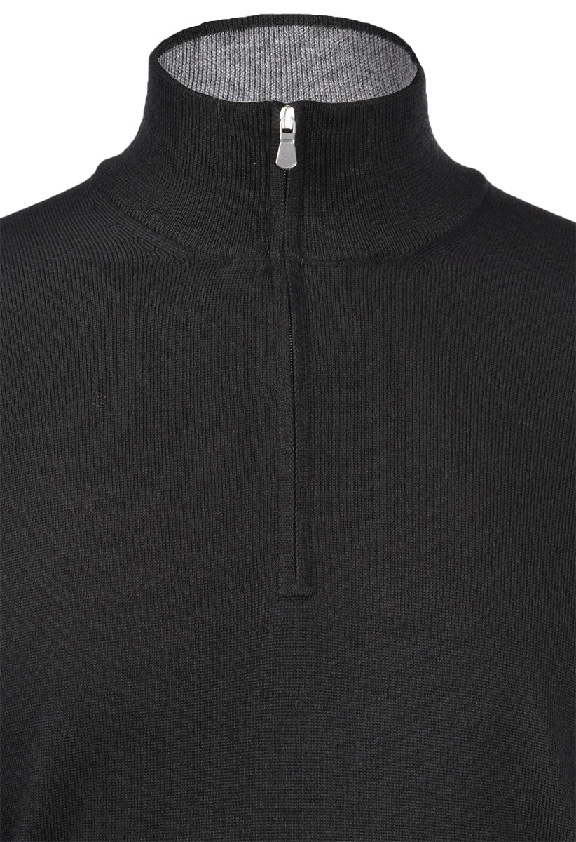 HENRY SARTORIAL X GRAN SASSO Wool Zip Knit BLACK (*Preorder) - Henry Bucks