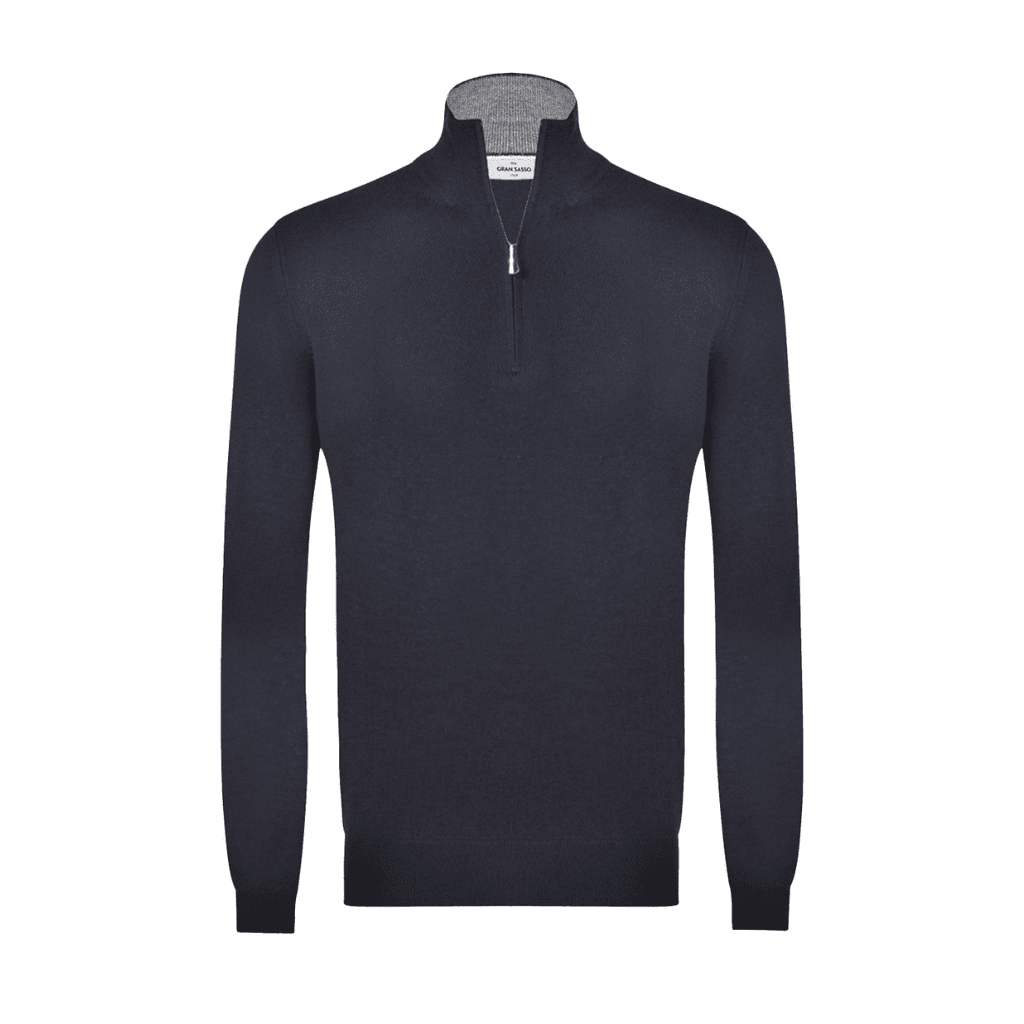 HENRY SARTORIAL X GRAN SASSO Wool Zip Knit NAVY (*Preorder) - Henry Bucks