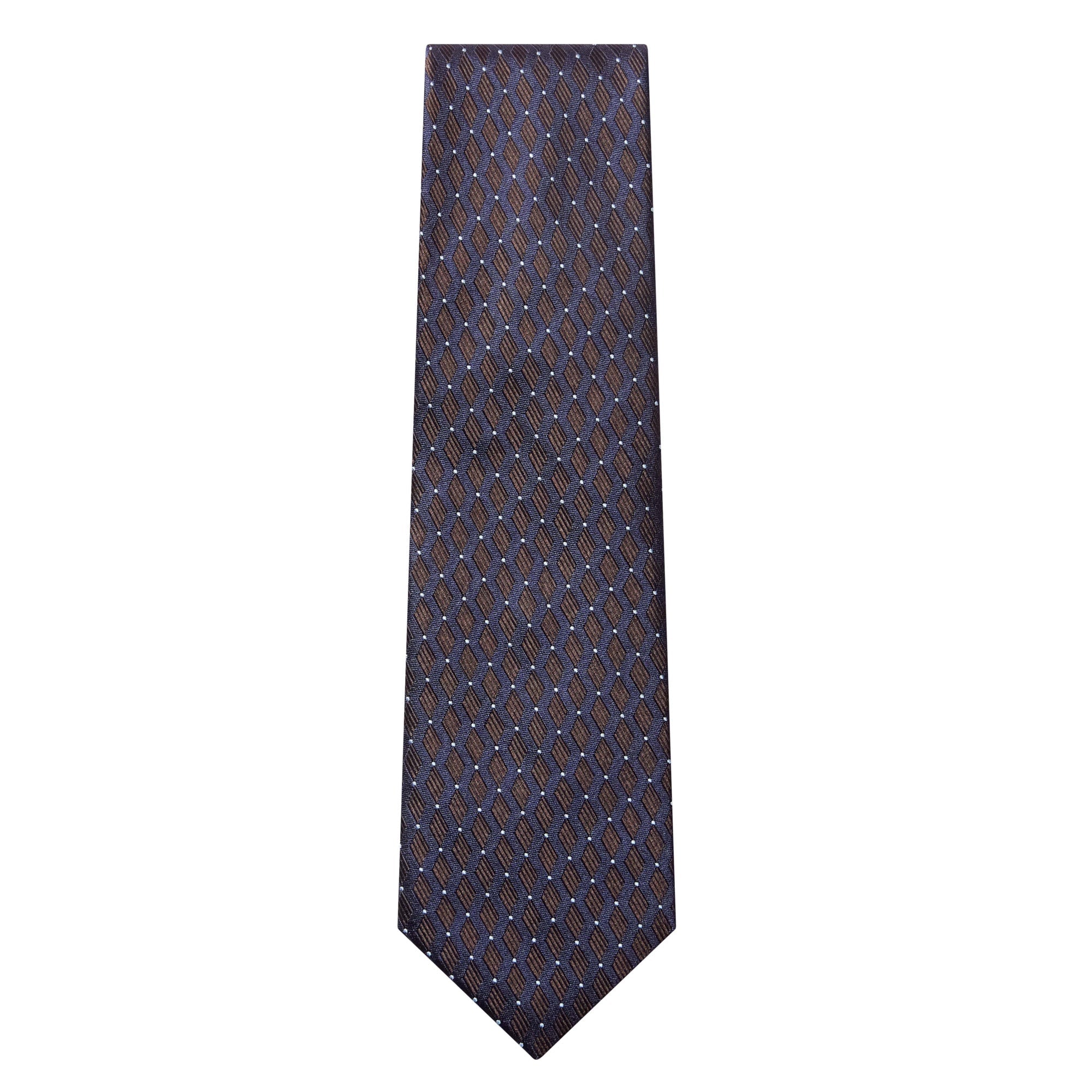 HENRY SARTORIAL X HEMLEY Dots Silk Tie BROWN/NAVY - Henry BucksTies52AW240016 - BRNNVY