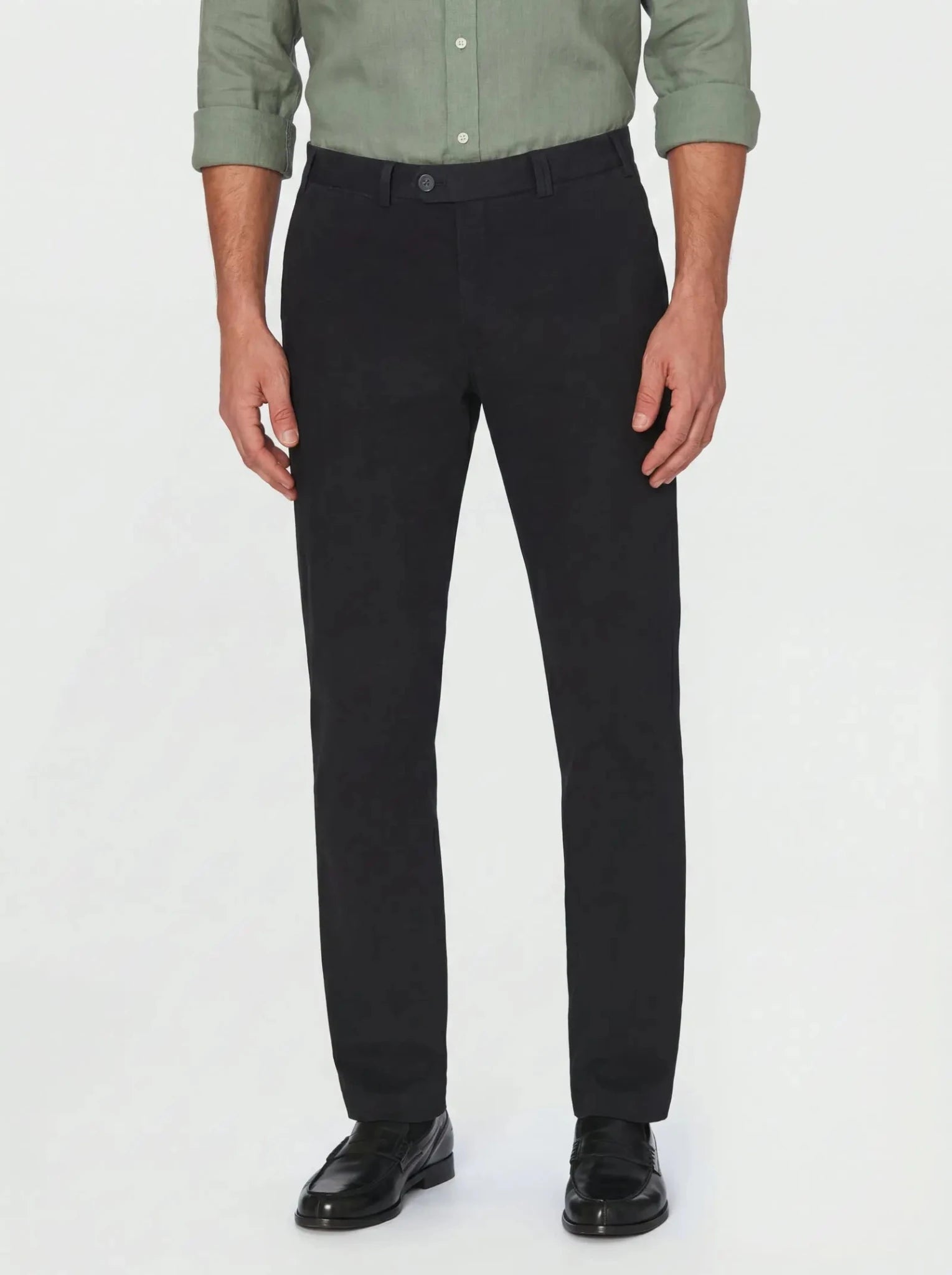 HENRY SARTORIAL X HILTL Peaker S Flat Front Business Chino BLACK - Henry Bucks