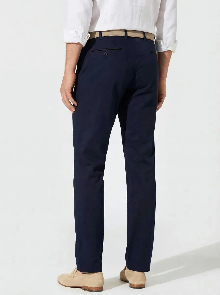 HENRY SARTORIAL X HILTL Peaker S Flat Front Business Chino NAVY - Henry Bucks