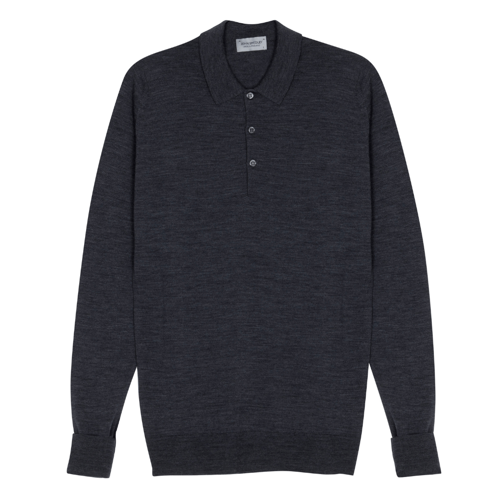 HENRY SARTORIAL X JOHN SMEDLEY Cotswold Long Sleeve Shirt CHARCOAL - Henry Bucks