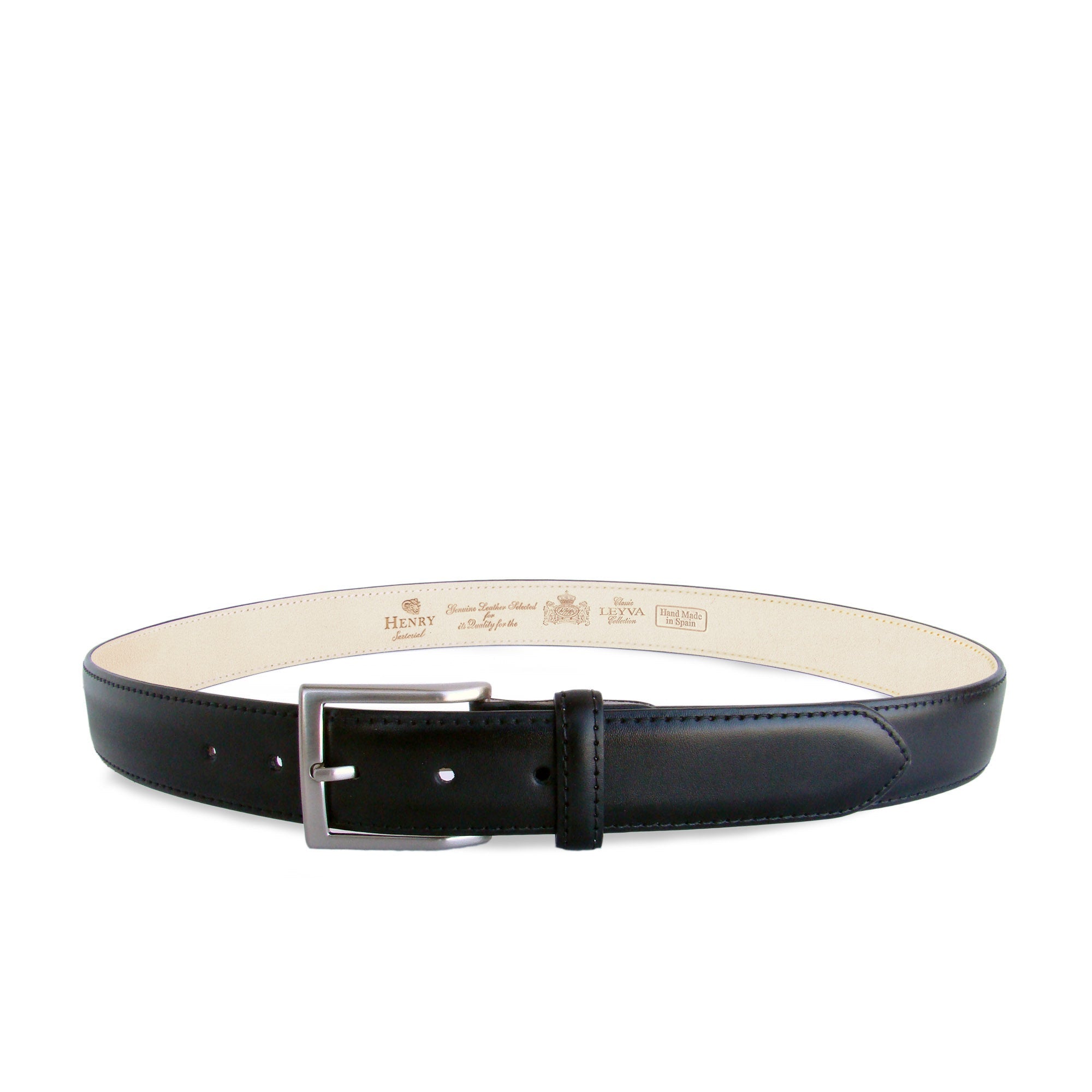 HENRY SARTORIAL x LEYVA Calf Leather Belt BLACK - Henry BucksBelts35BSR0002 - BLCK - 34"