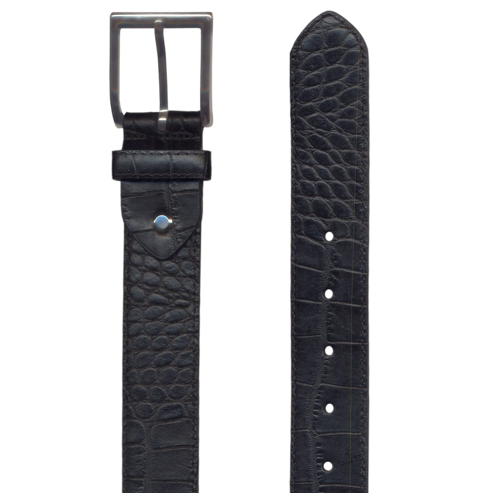 HENRY SARTORIAL x LEYVA Croc Leather Belt BLACK - Henry BucksBelts35AW230004 - BLCK - 34