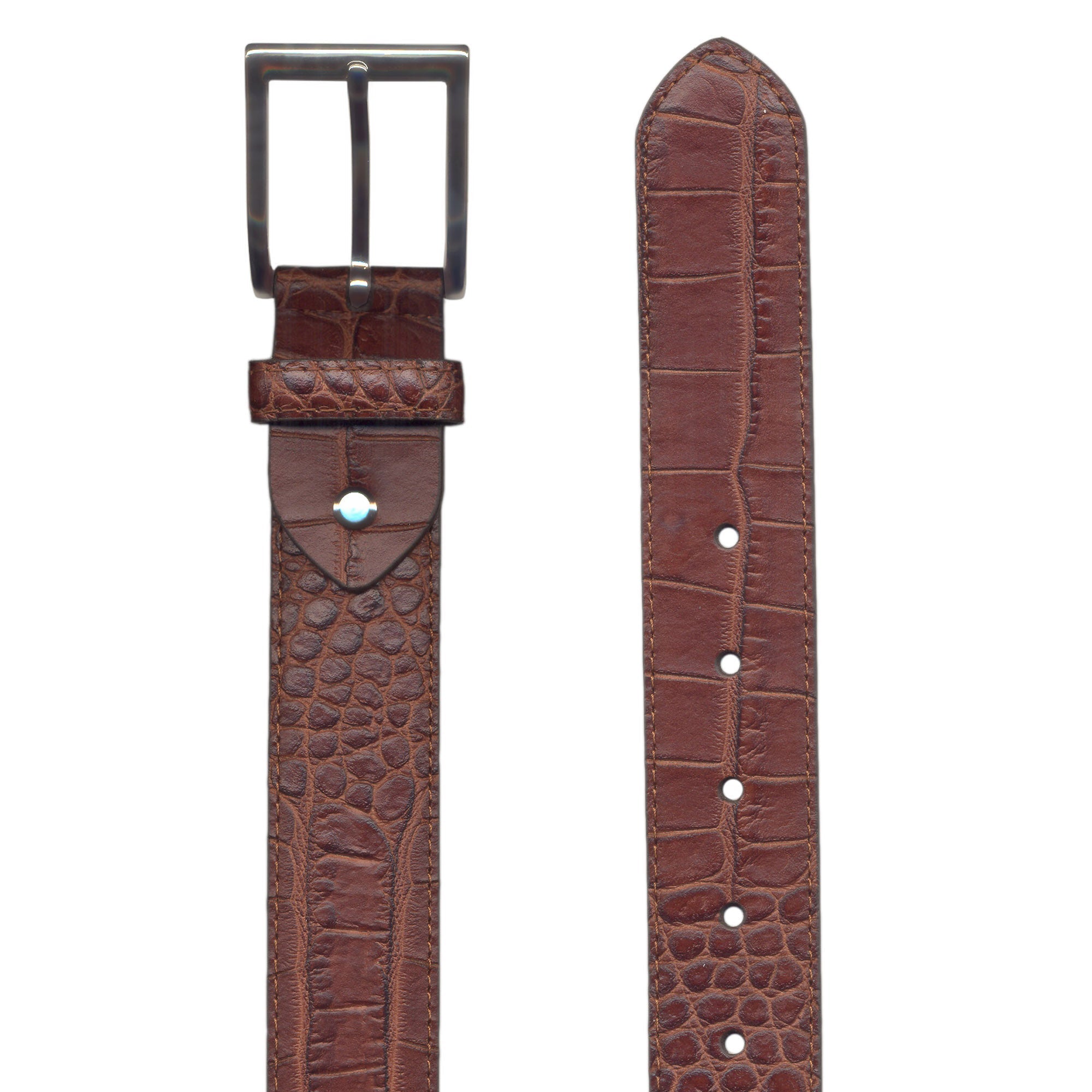 HENRY SARTORIAL x LEYVA Croc Leather Belt BROWN - Henry BucksBelts35AW230004 - BROWN - 34