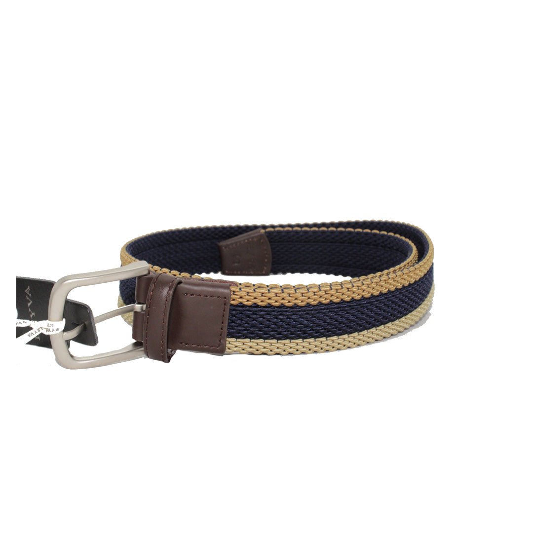 HENRY SARTORIAL X LEYVA Elastic Belt BEIGE/BROWN/NAVY - Henry BucksBelts69SS230001 - BEIGBRNNVY - 34