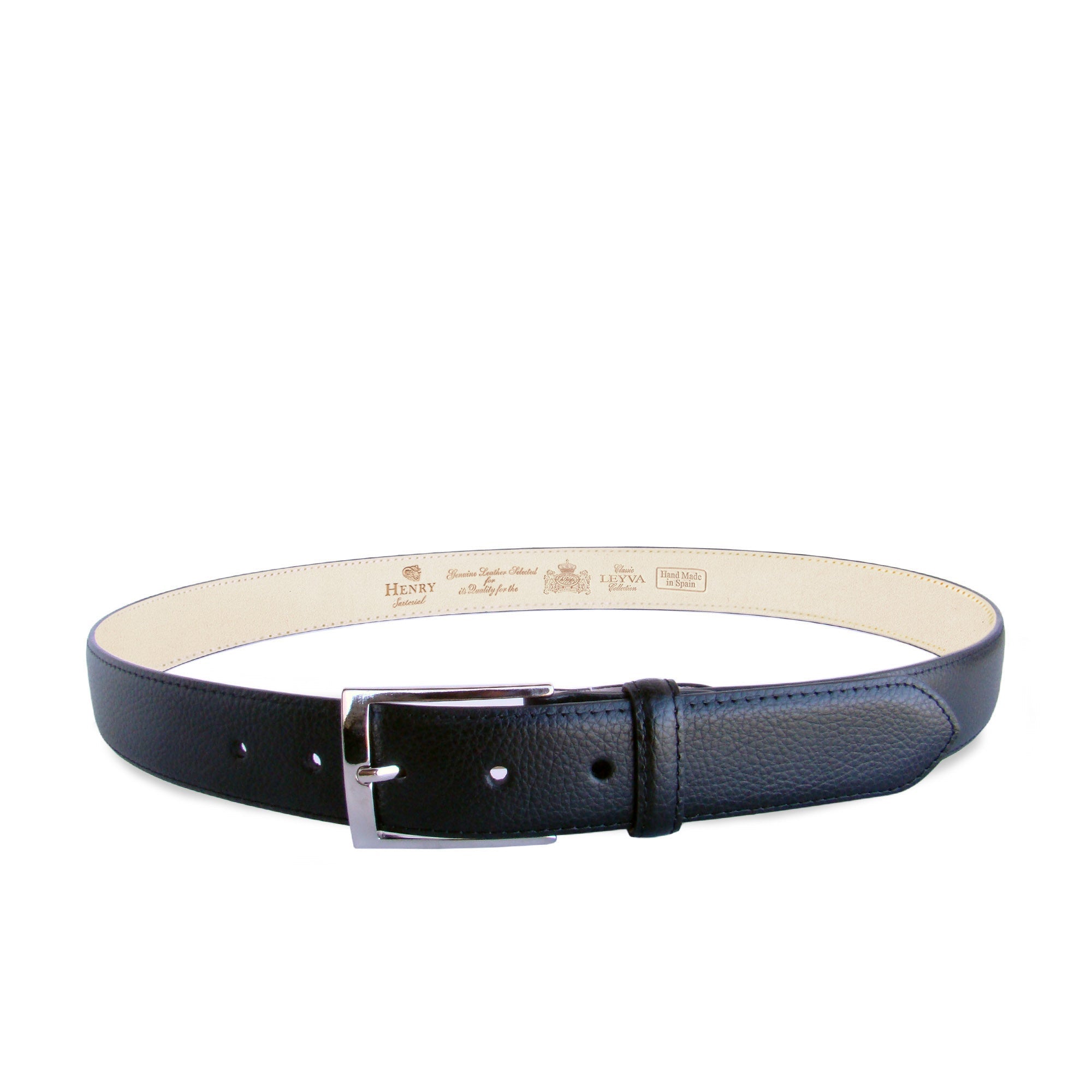 HENRY SARTORIAL x LEYVA Pebble Leather Belt BLACK - Henry BucksBelts35BSR0003 - BLCK - 34"