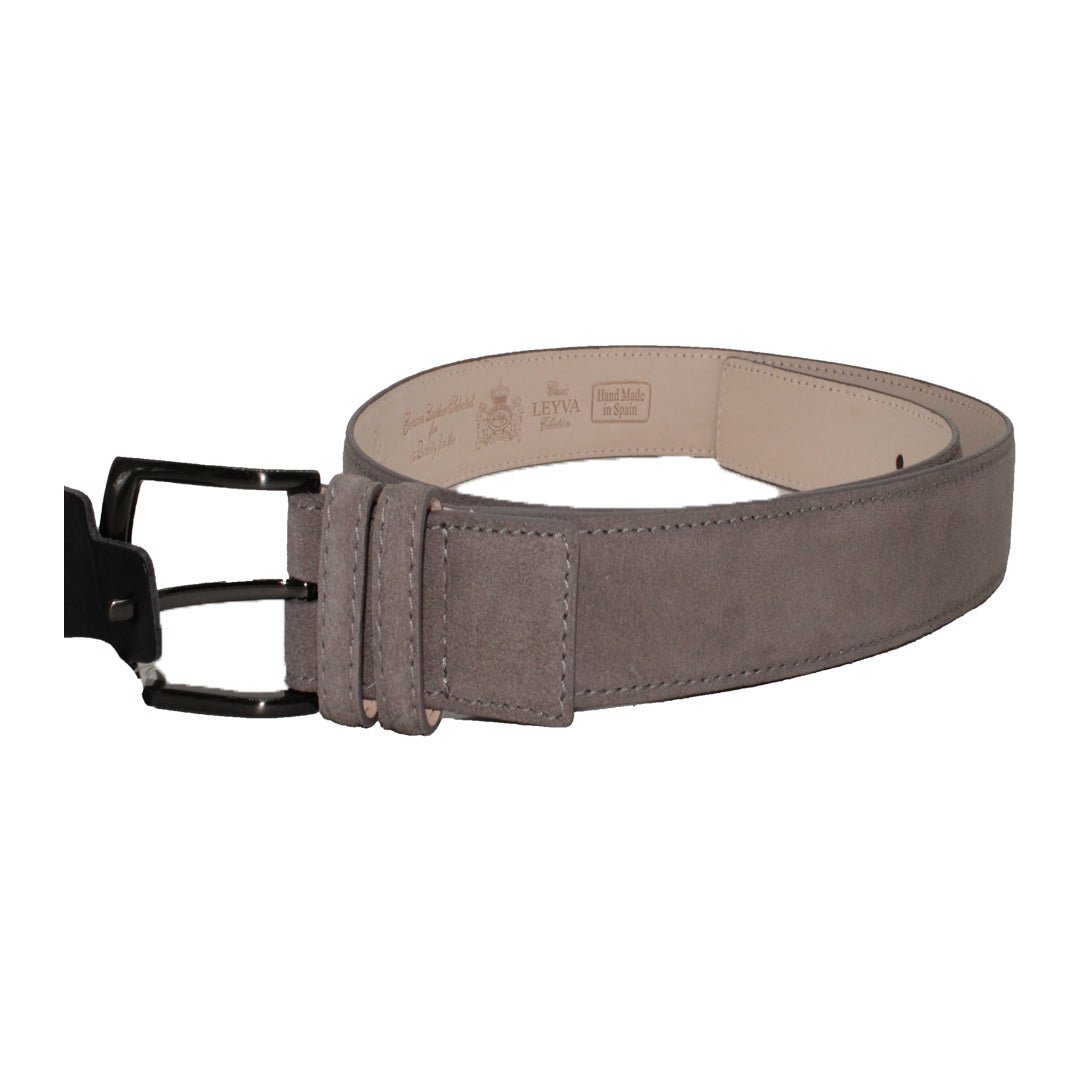HENRY SARTORIAL X LEYVA Suede Leather Belt GREY - Henry BucksBelts69SS230002 - GREY - 34"