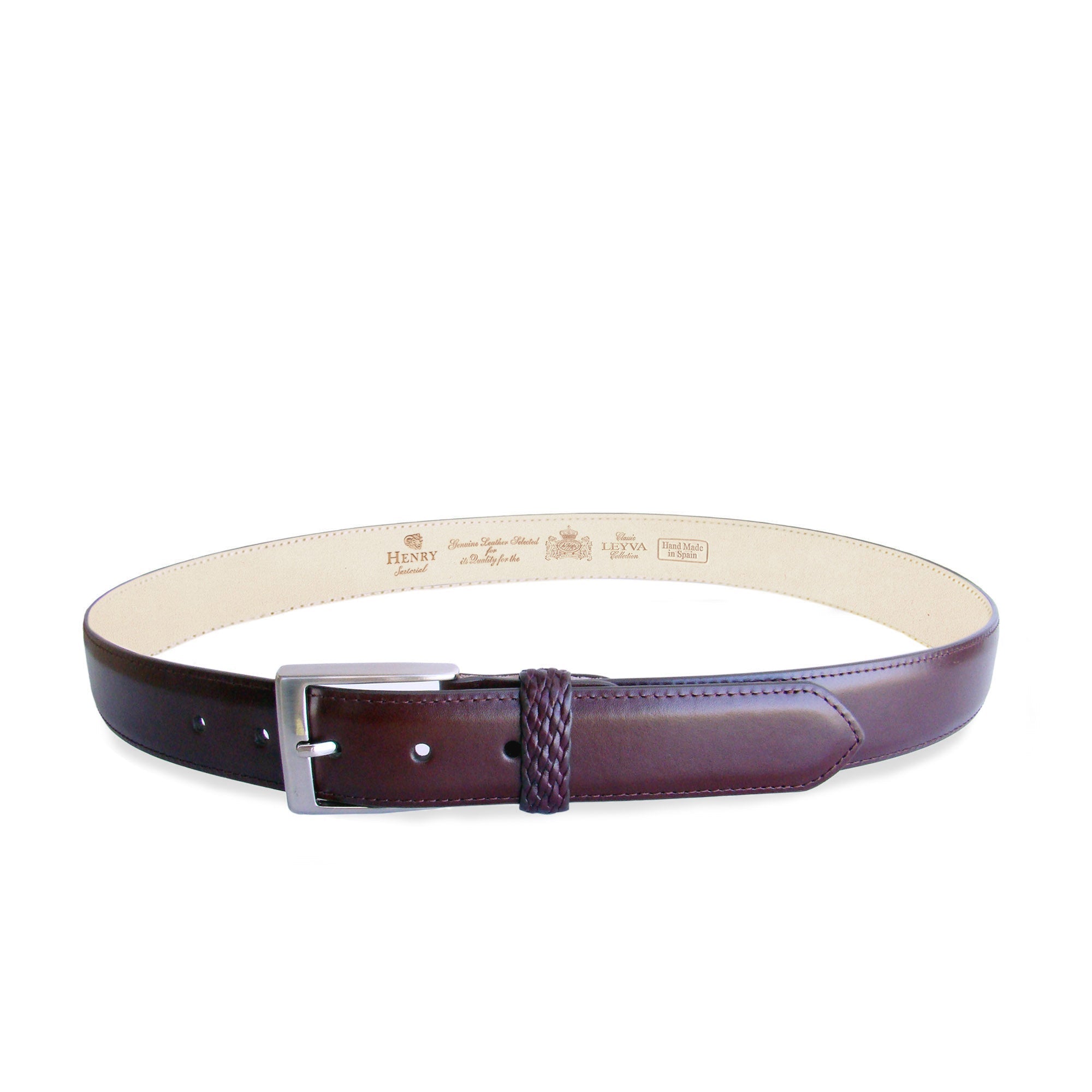 HENRY SARTORIAL x LEYVA Textured Edge Belt BURGUNDY - Henry BucksBelts35AW230007 - BURG - 34