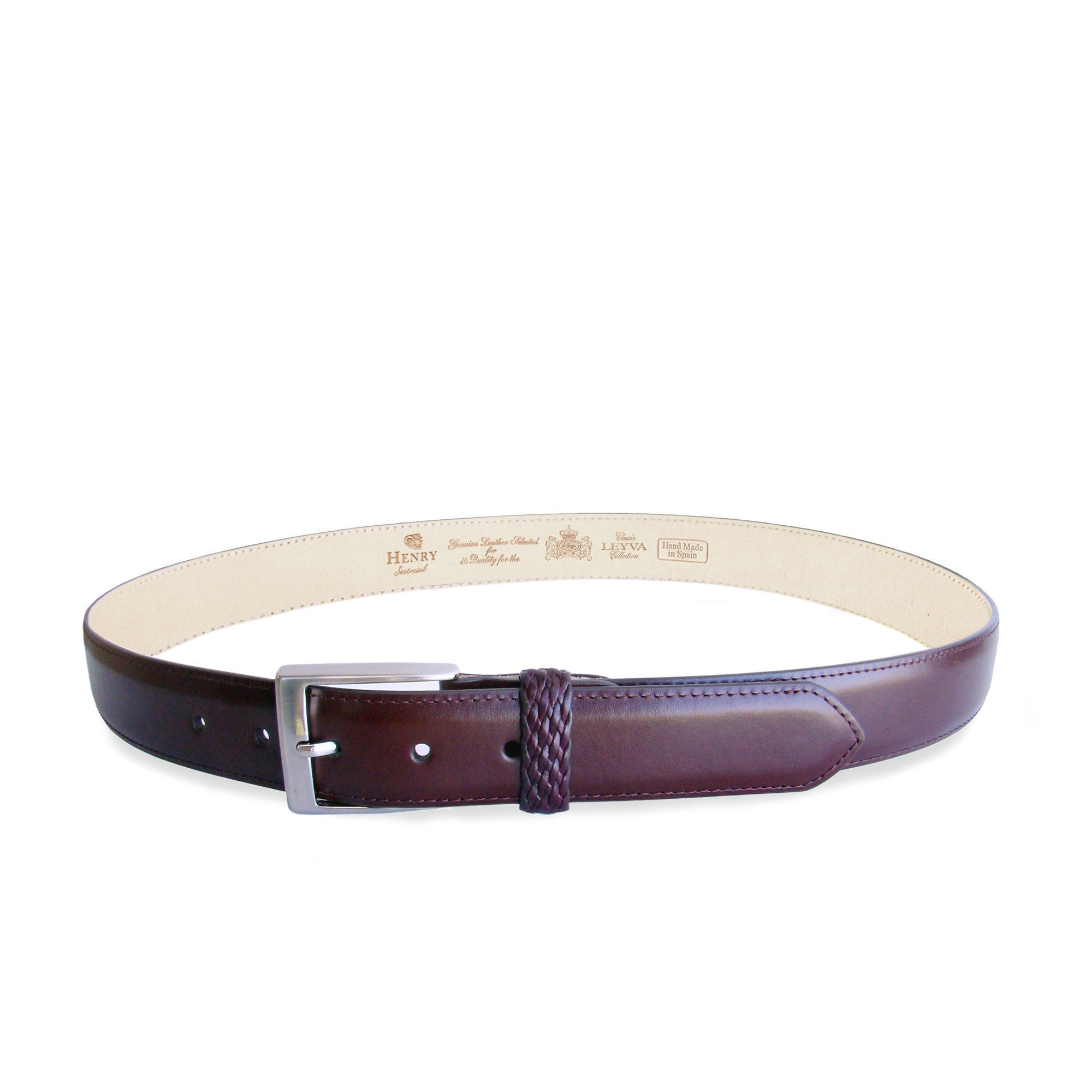 HENRY SARTORIAL x LEYVA Textured Edge Belt BURGUNDY - Henry BucksBelts35AW230007 - BURG - 34"