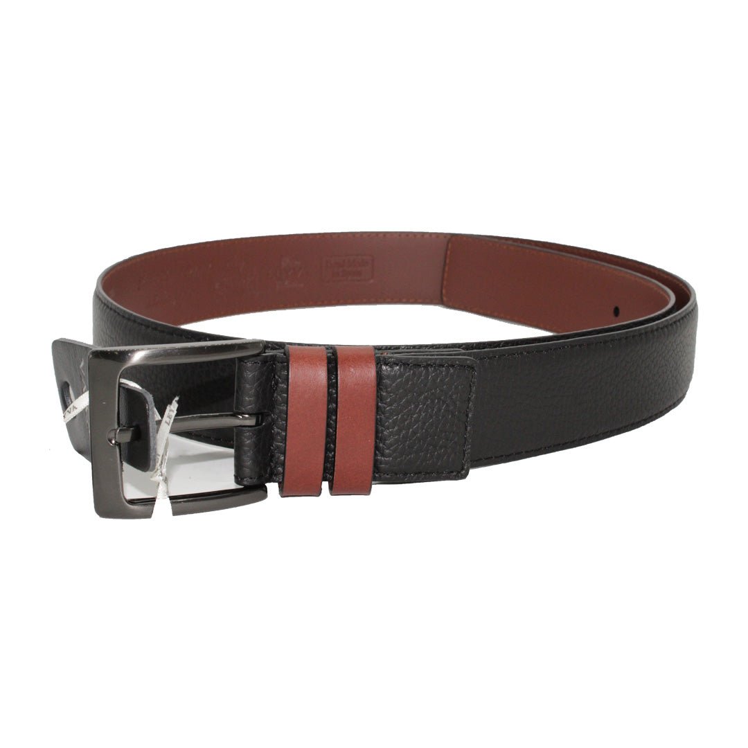 HENRY SARTORIAL X LEYVA Two - Tone Leather Belt BLACK/TAN - Henry BucksBelts69SS230003 - BLACKTAN - 34"
