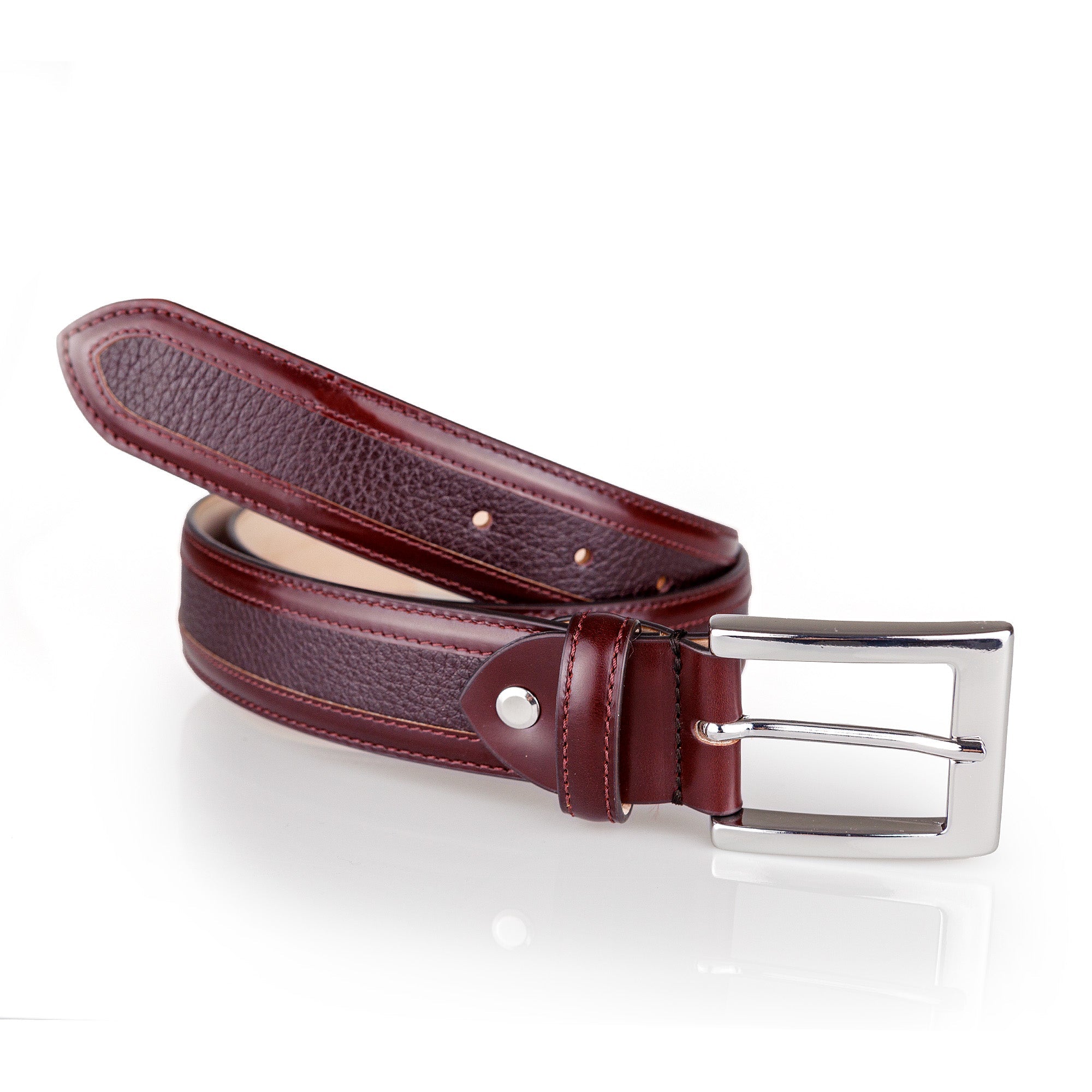 HENRY SARTORIAL x MARSDEN Two - Tone Belt BURGUNDY - Henry BucksBelts80AW230005 - BURG - 34"