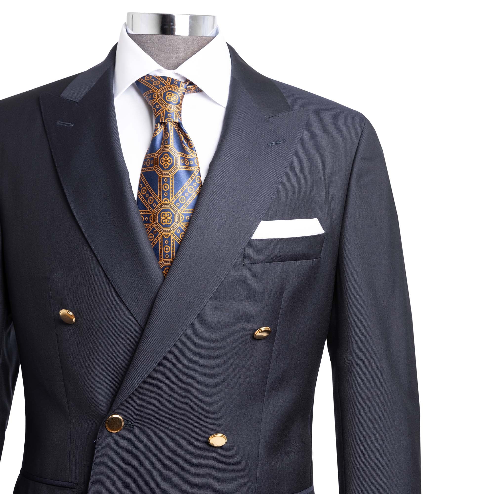 Henry Sartorial Zegna Travel Fabric Peak Lapel Twill Blazer NAVY REG - Henry BucksBlazers33SS1828 - NAVY - R - 46