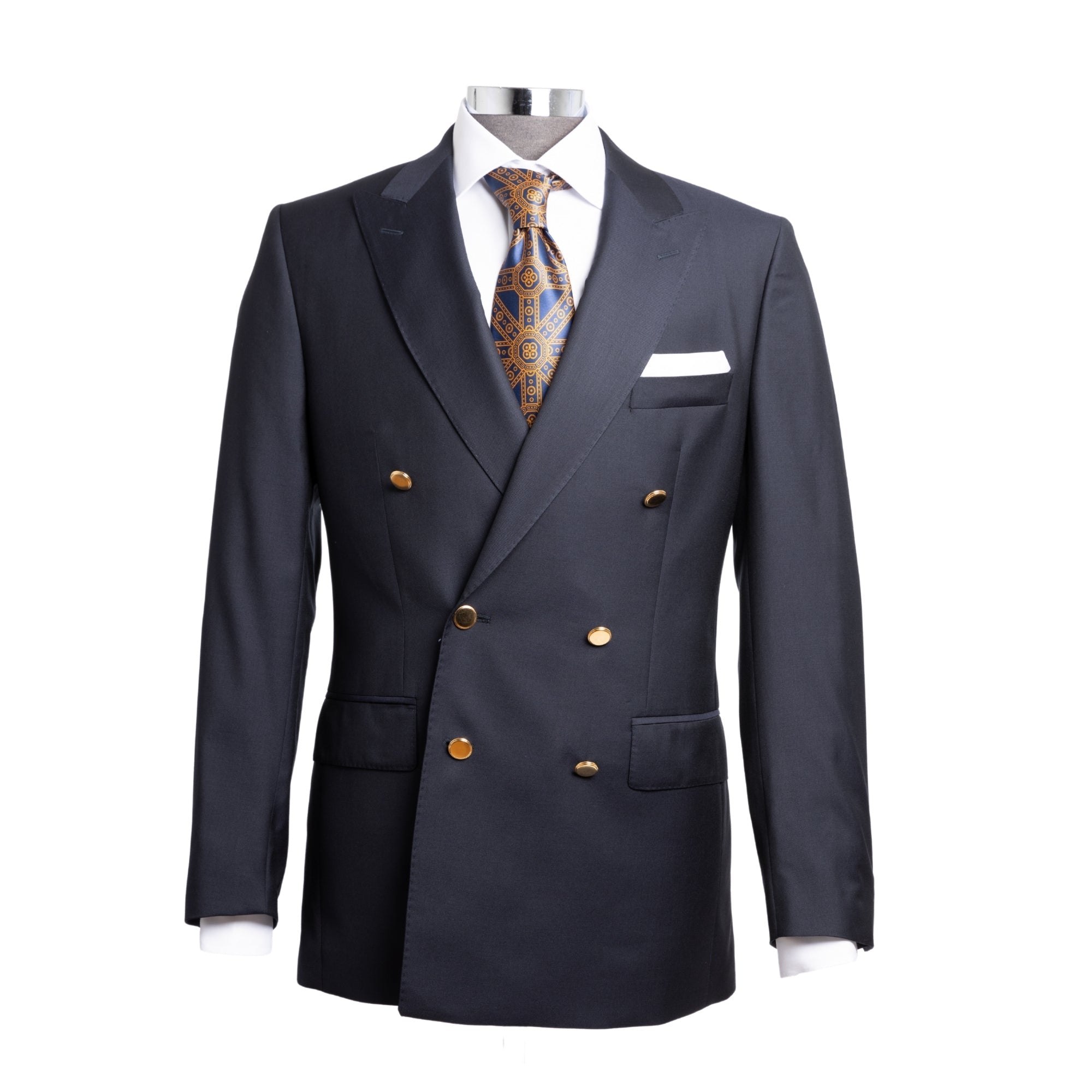 Henry Sartorial Zegna Travel Fabric Peak Lapel Twill Blazer NAVY REG - Henry BucksBlazers33SS1828 - NAVY - R - 46