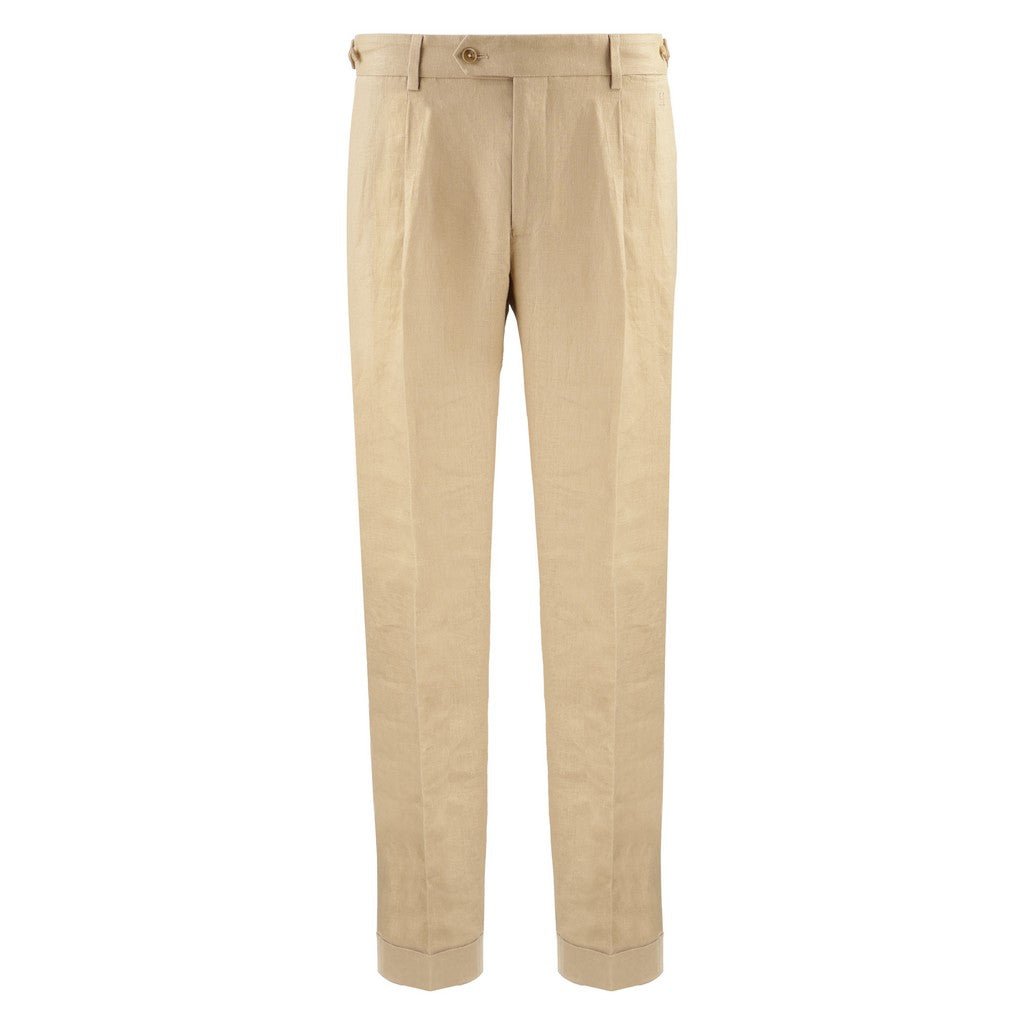 HENRYLinen Pleat Front Trousers BEIGE - Henry Bucks