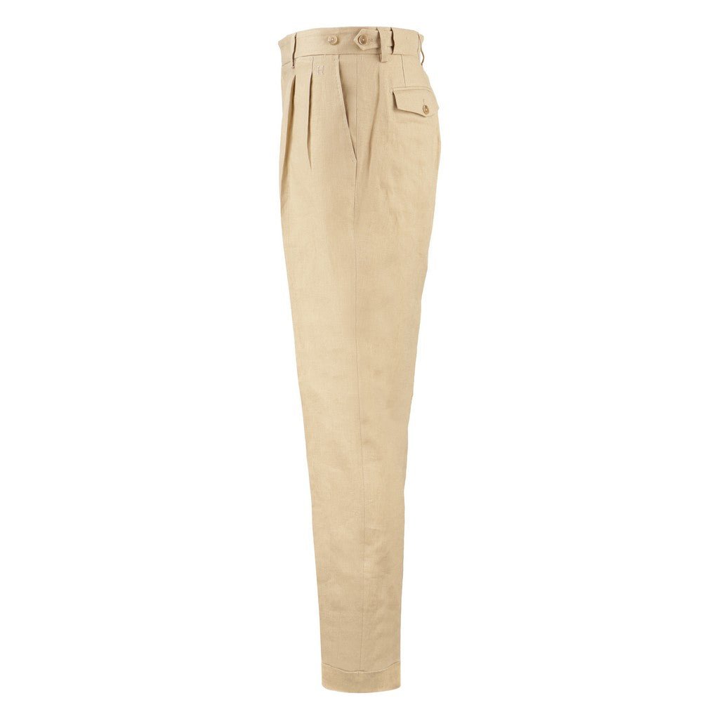 HENRYLinen Pleat Front Trousers BEIGE - Henry Bucks