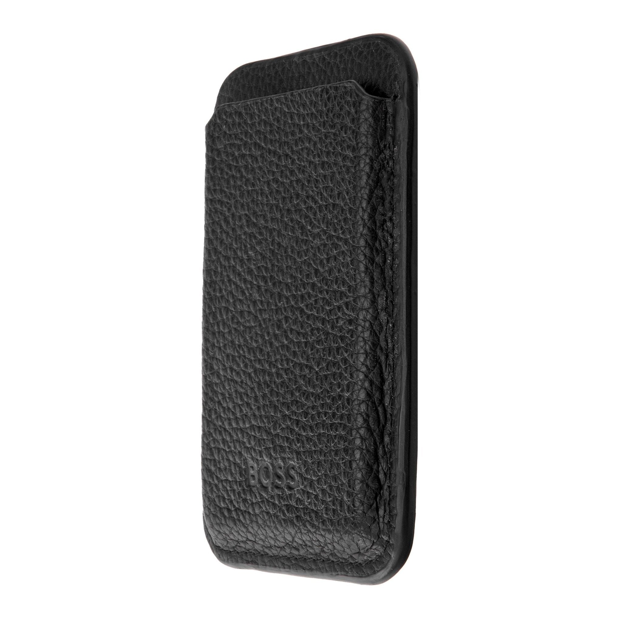 HUGO BOSS Leather Phone Card Holder CLASSIC BLACK - Henry Bucks