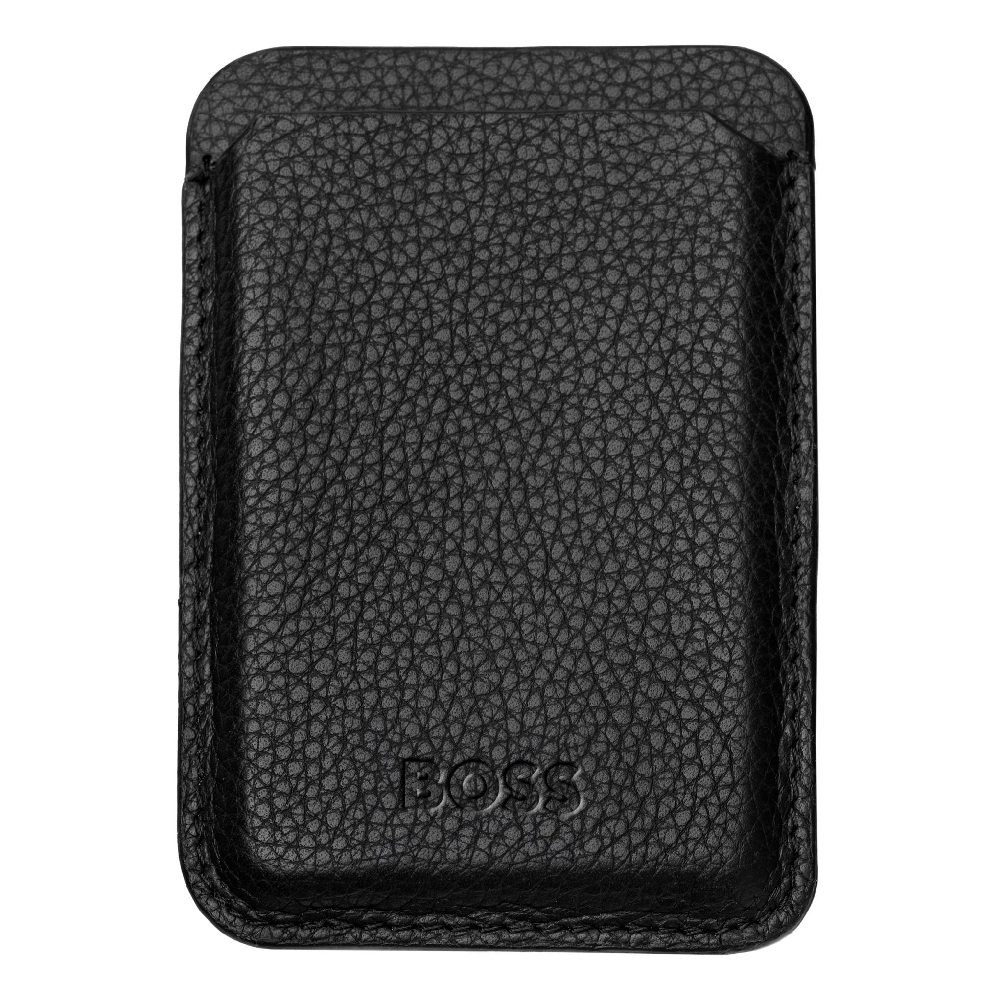 HUGO BOSS Leather Phone Card Holder CLASSIC BLACK - Henry Bucks
