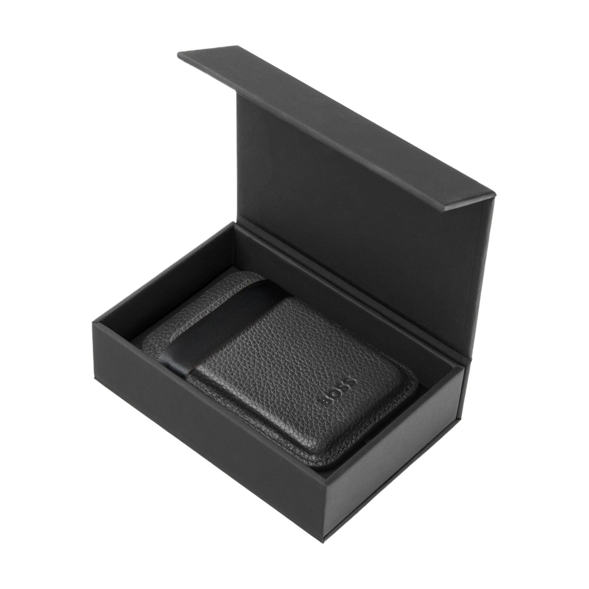 HUGO BOSS Leather Phone Card Holder CLASSIC BLACK - Henry Bucks