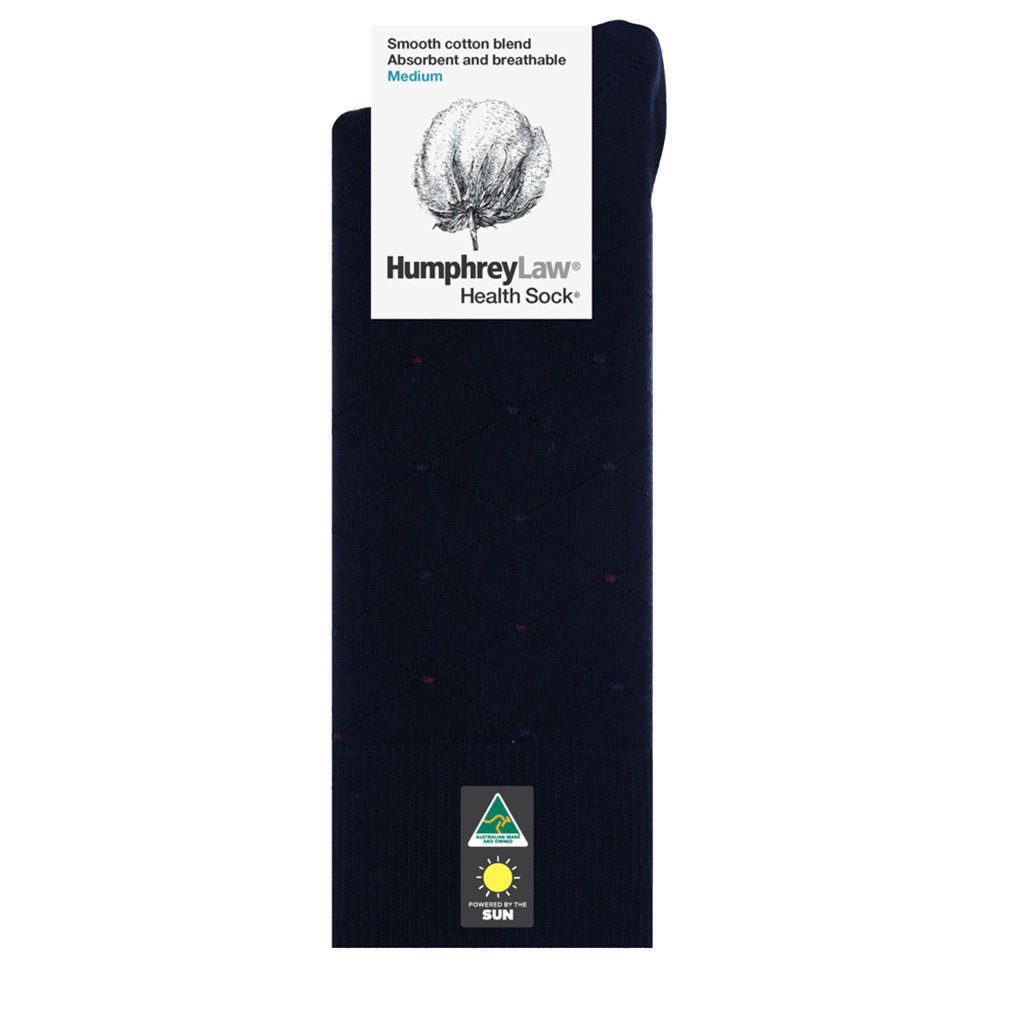 HUMPHREY LAW Mercerised Cotton Socks NAVY DIAMOND - Henry Bucks