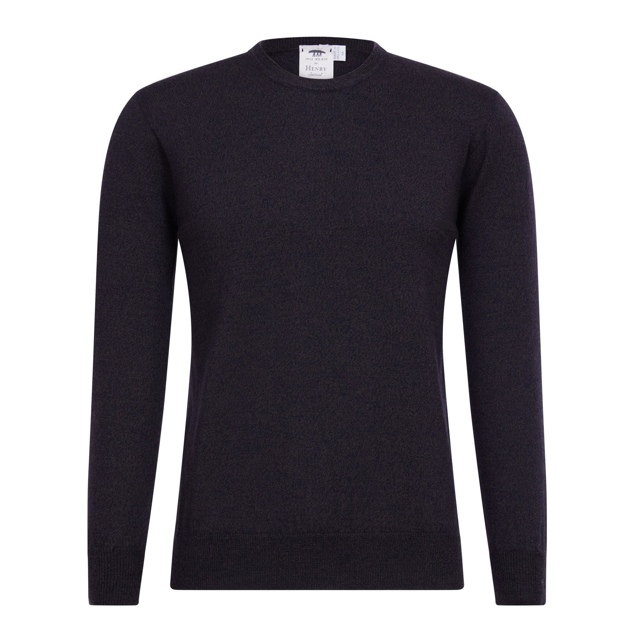 INIS MEAIN Merino Crew Neck Knit BROWN MARL - Henry BucksKnitwear46AW230031 - BRWNMRL - SM