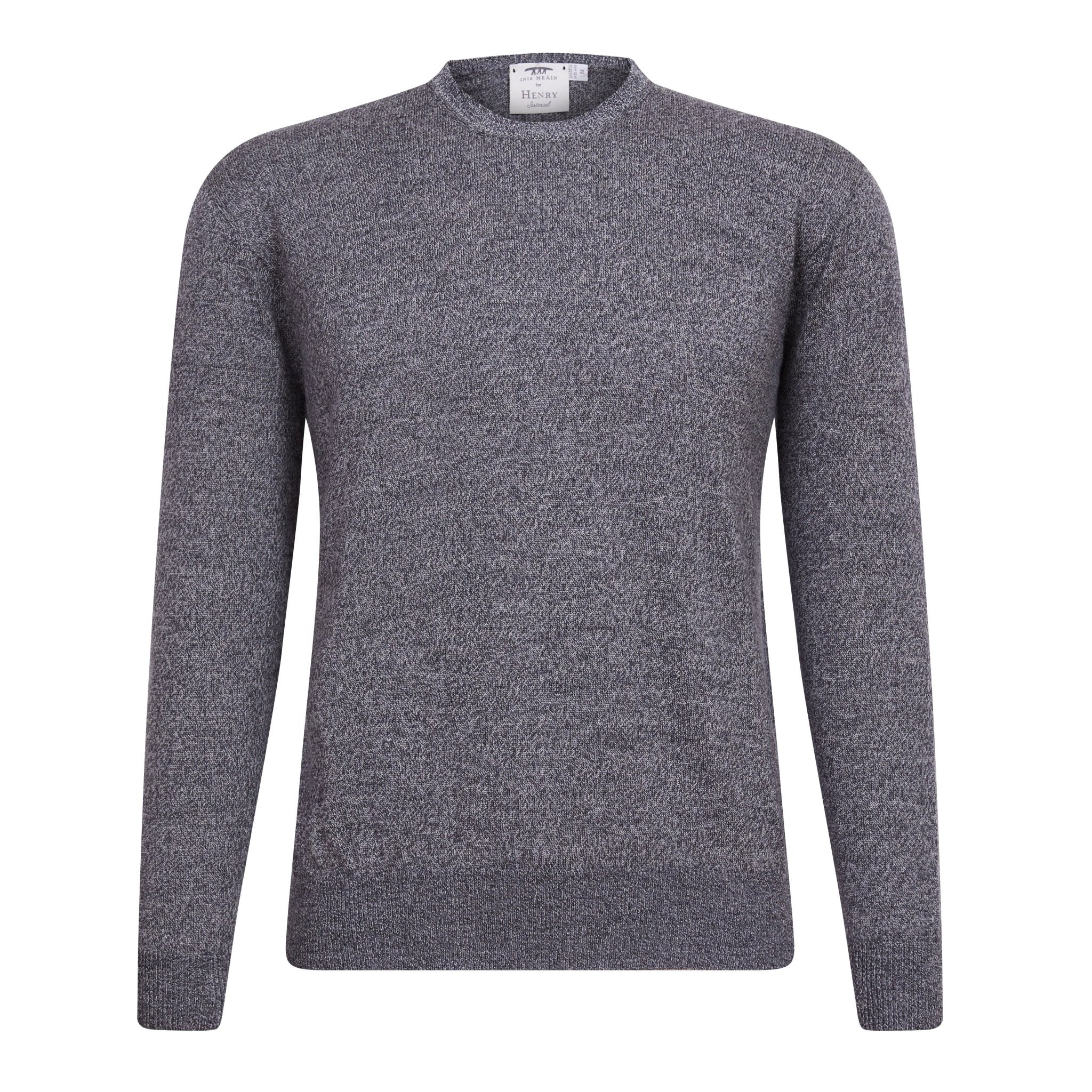 INIS MEAIN Merino Crew Neck Knit GREY - Henry BucksKnitwear46AW230031 - GREY - M