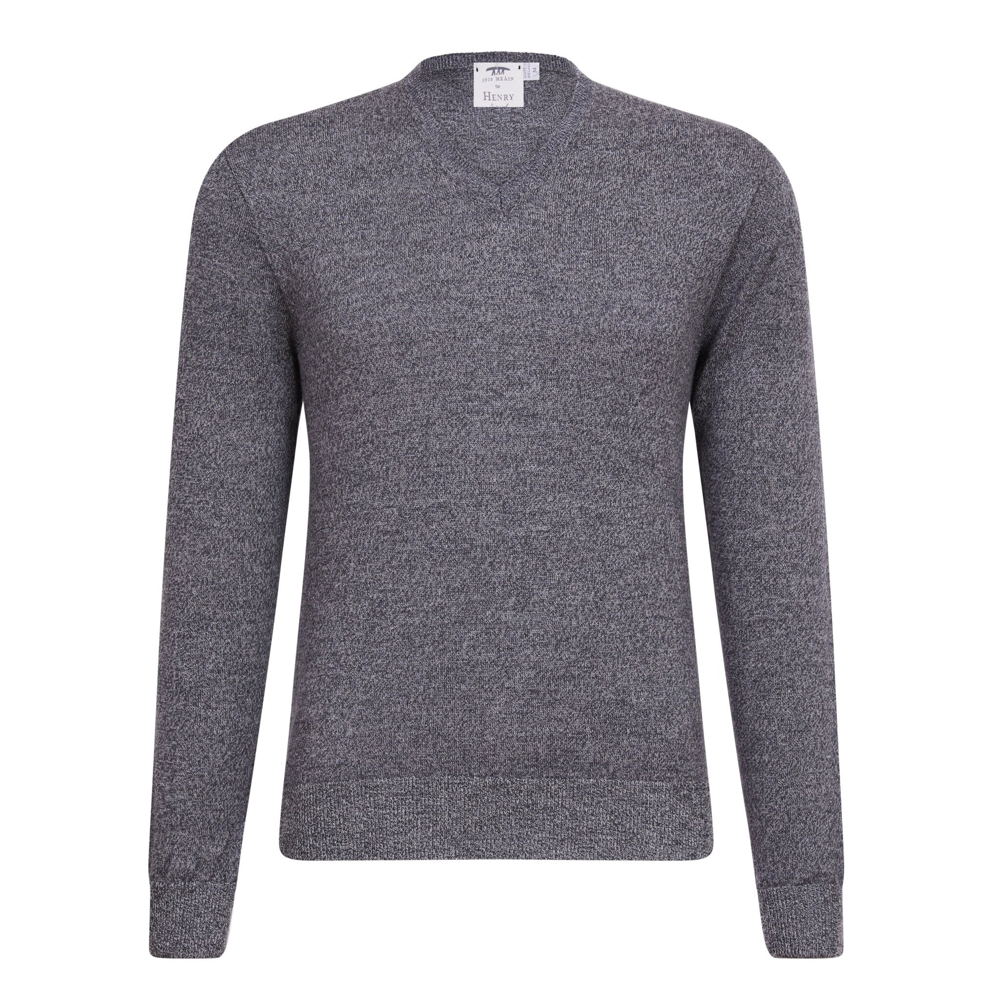 INIS MEAIN Merino V Neck Knit GREY MARL - Henry BucksKnitwear46AW230032 - GREYMARL - M