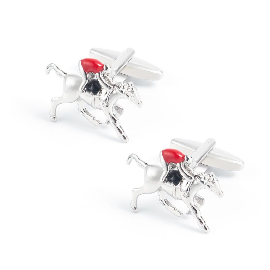 Jockey Cufflinks Red/Silver - Henry Bucks