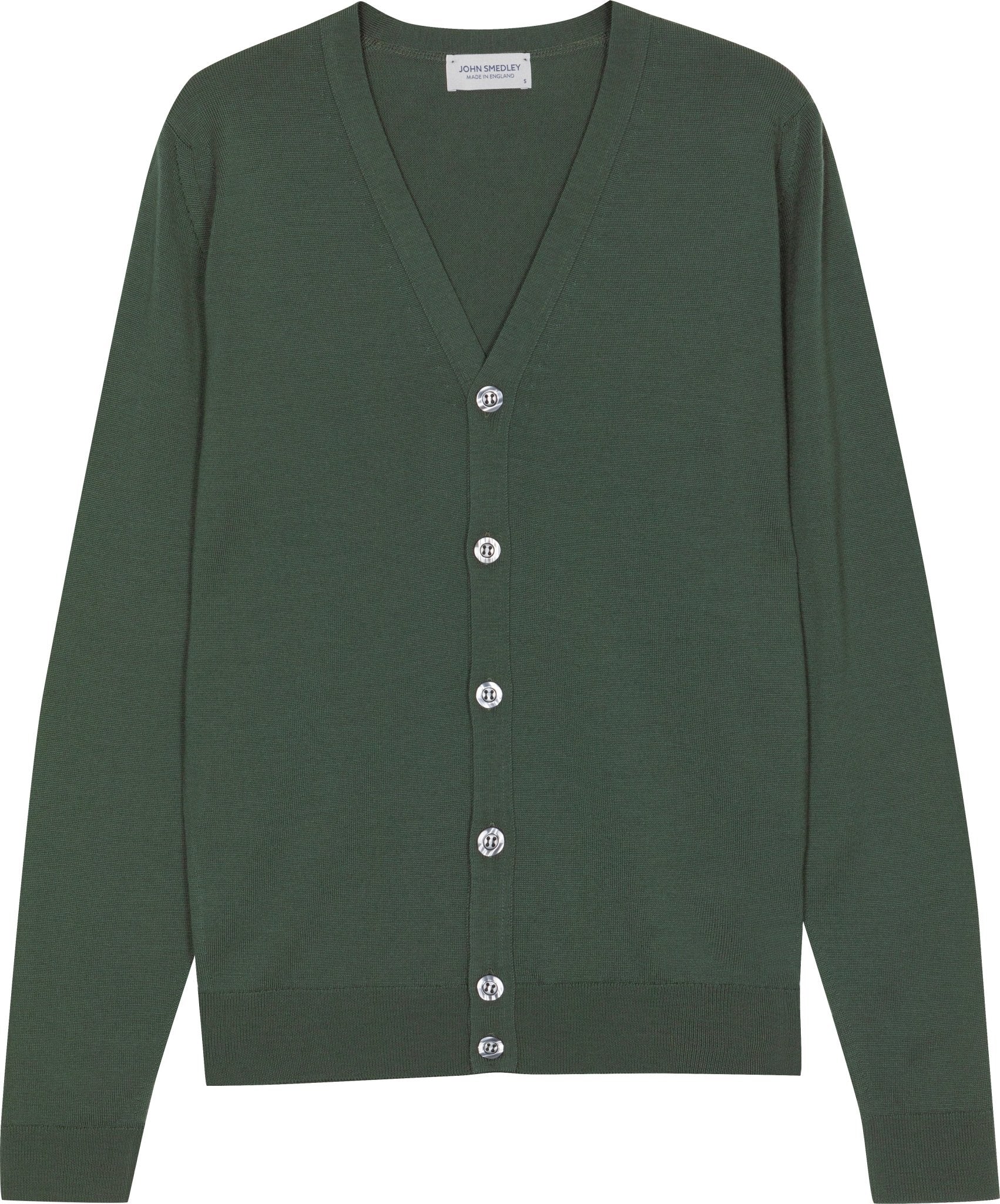 JOHN SMEDLEY 100% Merino Cardigan HIGHLAND GREEN - Henry BucksKnitwear62AW240014 - HIGHLANDGR - M