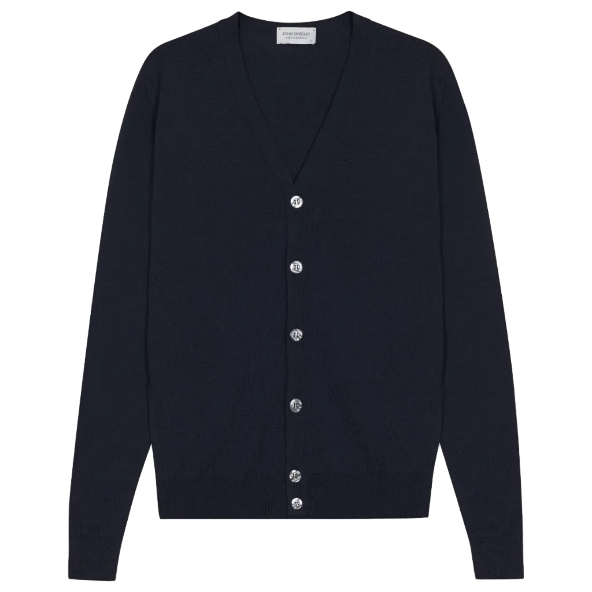 JOHN SMEDLEY Burley Merino Wool Cardigan MIDNIGHT - Henry Bucks