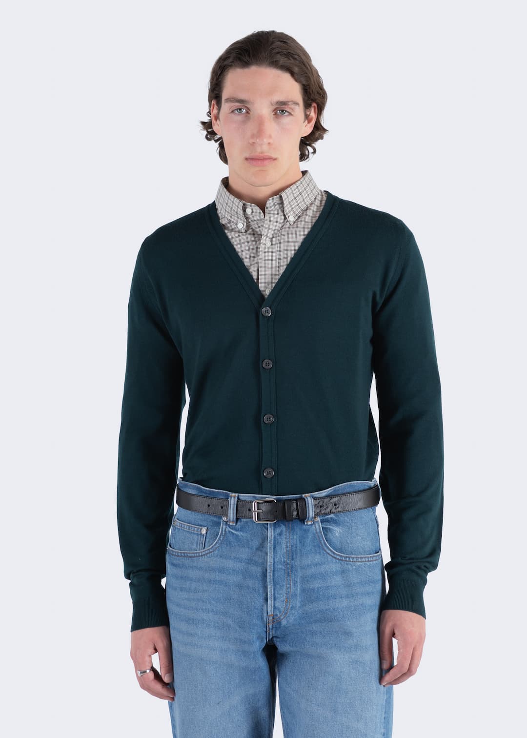JOHN SMEDLEY Burley Merino Wool Cardigan RICHARDSON GREEN - Henry Bucks