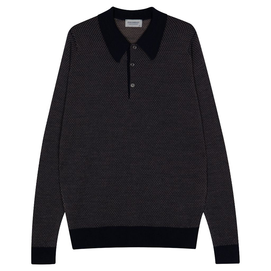JOHN SMEDLEY Merino Front Button 30 Gauge MUSHROOM - Henry Bucks