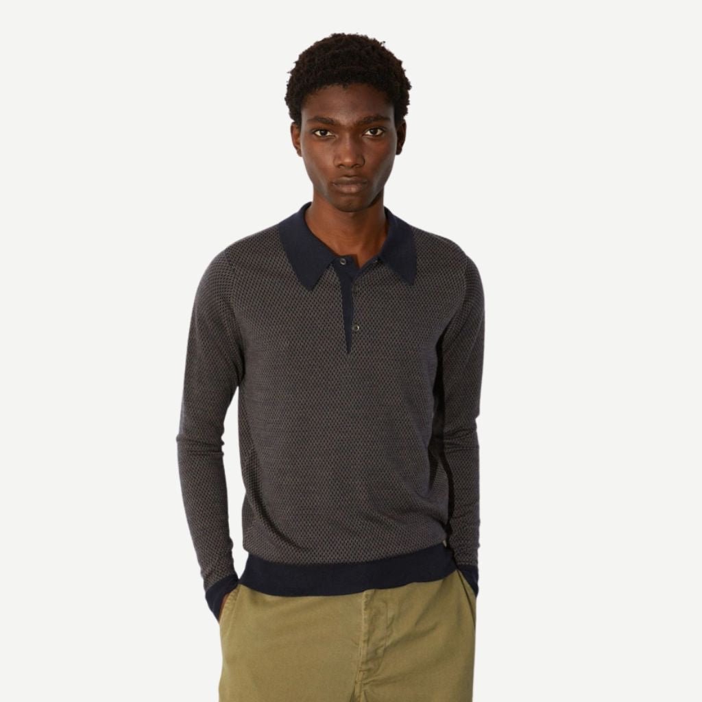 JOHN SMEDLEY Merino Front Button 30 Gauge MUSHROOM - Henry Bucks