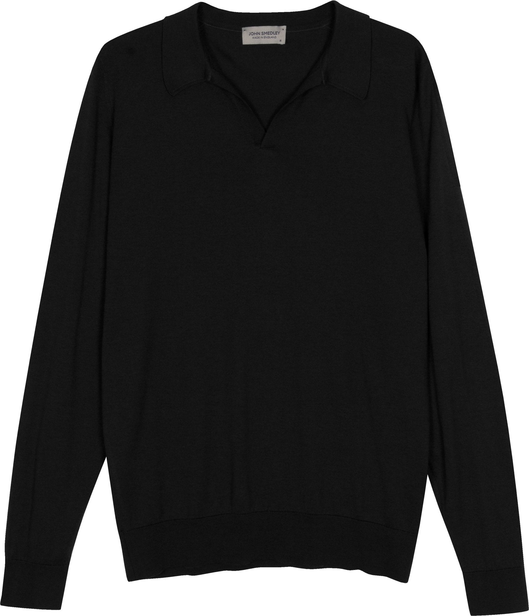 JOHN SMEDLEY Skipper Long Sleeve Cotton Polo Shirt BLACK - Henry BucksPolo61SS240004 - BLCK - M