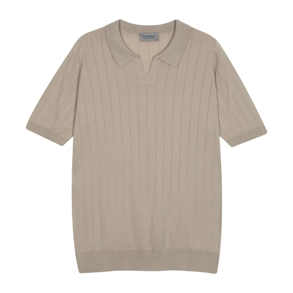 JOHN SMEDLEY Skipper Short Sleeve Cotton Polo Shirt ALMOND - Henry Bucks