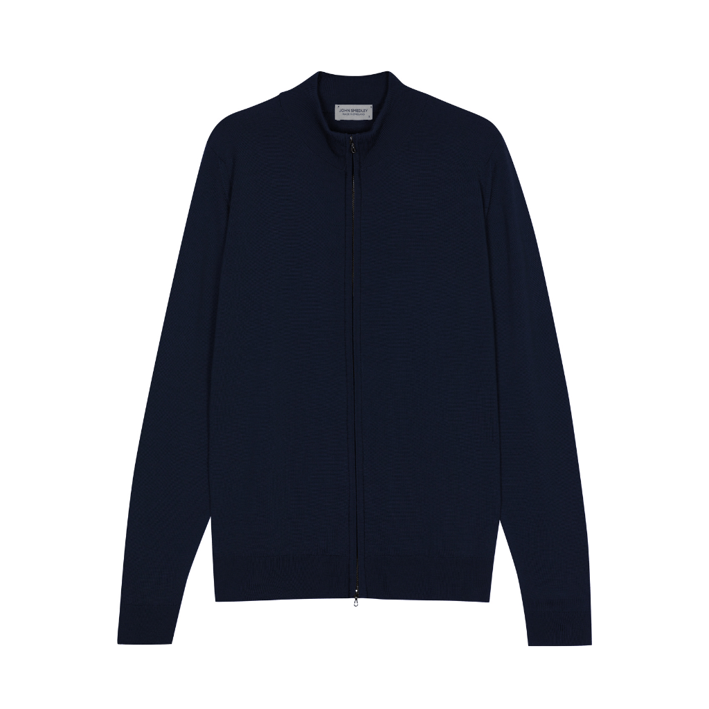 JOHN SMEDLEY Zipfront Merino Jacket MIDNIGHT - Henry Bucks