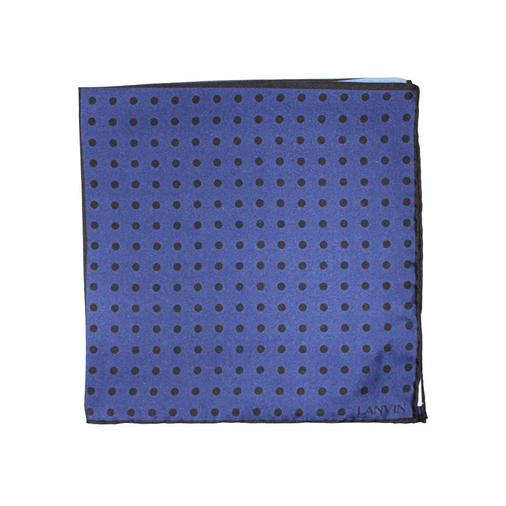 LANVIN Printed Silk Pocket Square BLUES - Henry Bucks