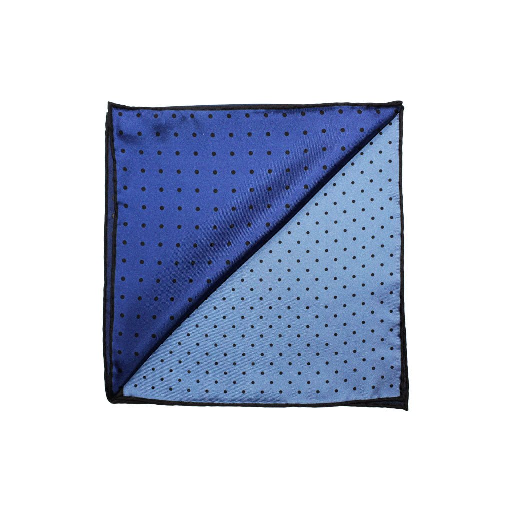 LANVIN Printed Silk Pocket Square BLUES - Henry Bucks