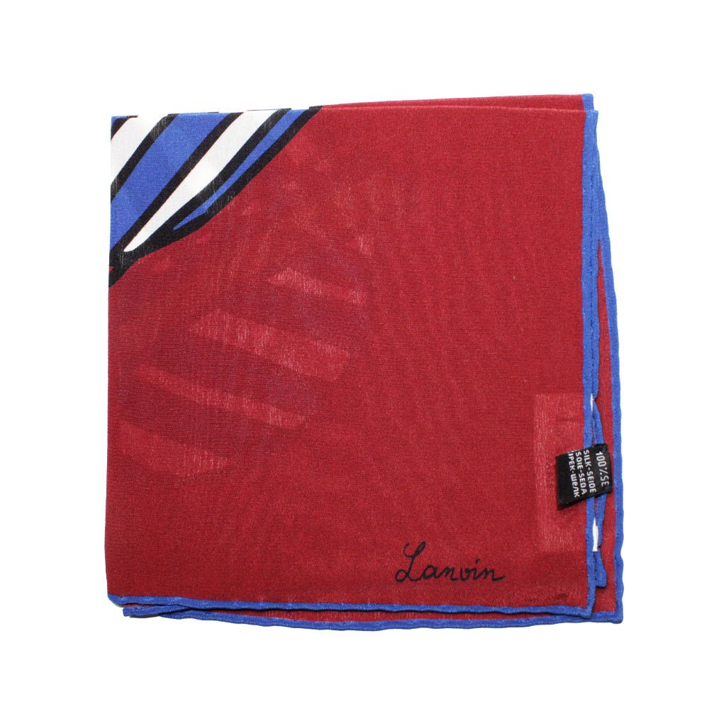 LANVIN Printed Silk Pocket Square RED MULTI - Henry Bucks