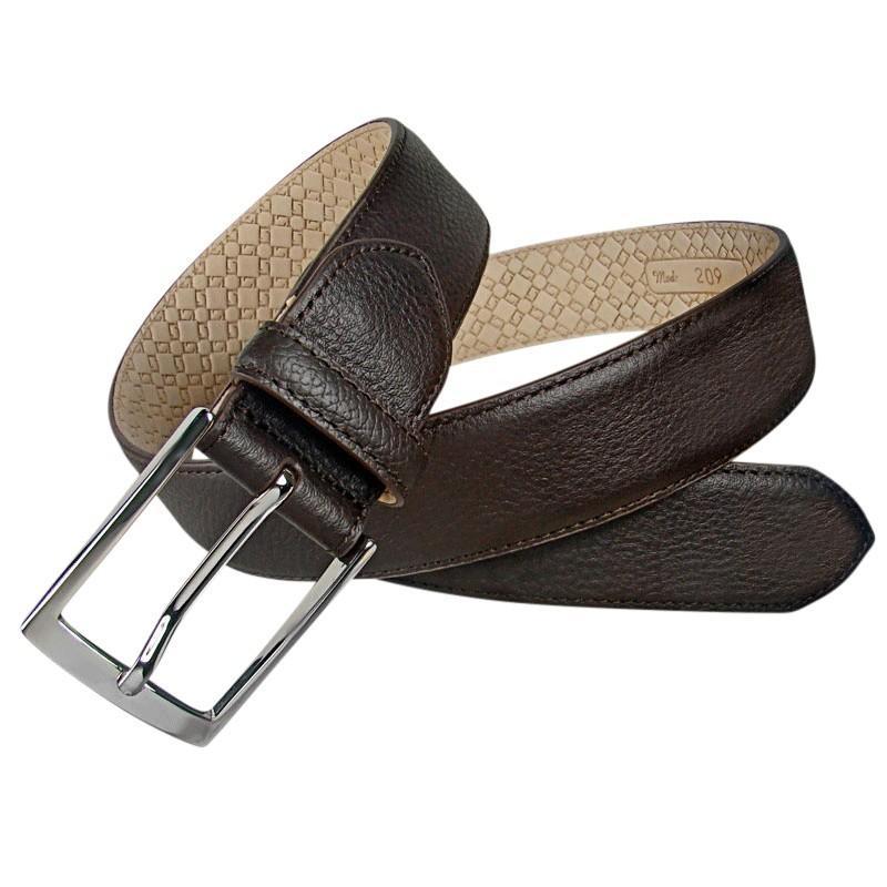 LEYVA Grained Calf Leather Men's Belt 209 - Henry BucksBelts3400211 - BRWN - 30