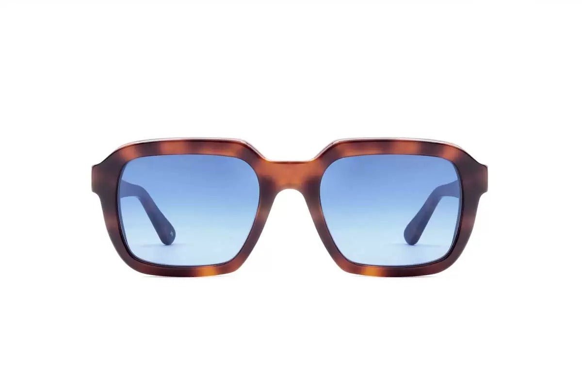 L.G.R RAFFAELLO Men's Sunglasses Havana Maculato 39 // Blue HD Gradient - Henry Bucks