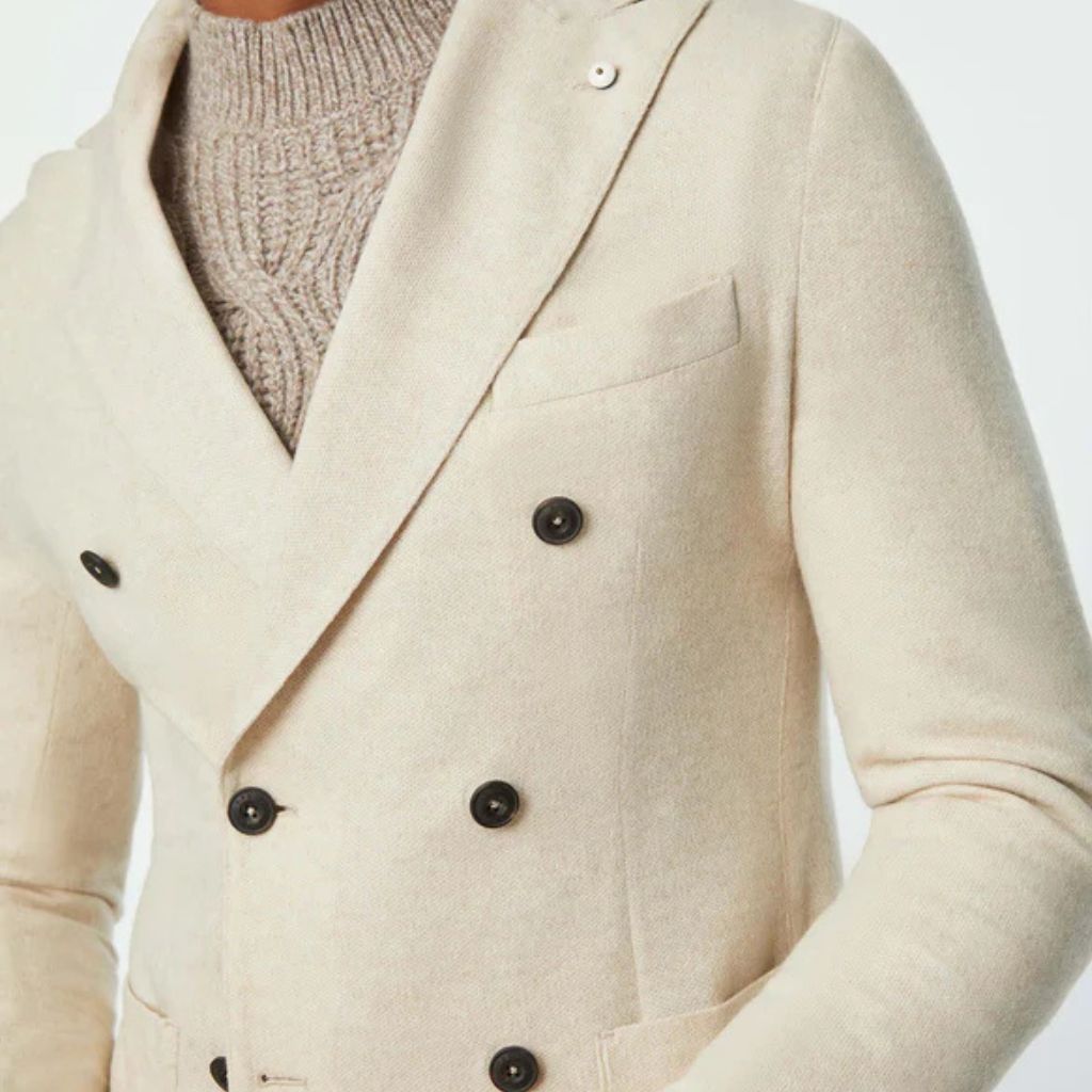 LUBIAM 1911 Cashmere Blend Double Breasted Blazer SAND REG - Henry Bucks